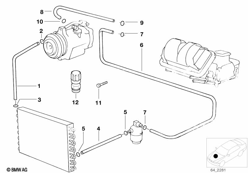 Genuine BMW 64538371321 E39 Suction Pipe Evaporator-Compressor (Inc. 540i, 535i & 540iP) | Duco Car Parts UK Car Parts