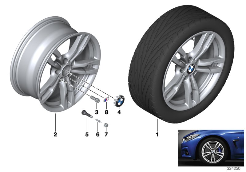 Genuine BMW 36117846778 F33 F30 Disk Wheel Light Alloy Dekor Silver 2 8JX18 ET:34 (Inc. 330i, 316d & 316i) | ML Performance UK Car Parts