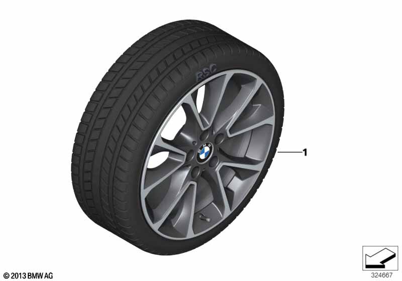 Genuine BMW 36112447997 F15 Rdci Wheel&Tire, Wntr Orbitgrey Polished 255/50R19 107V (Inc. X5) | ML Performance UK Car Parts