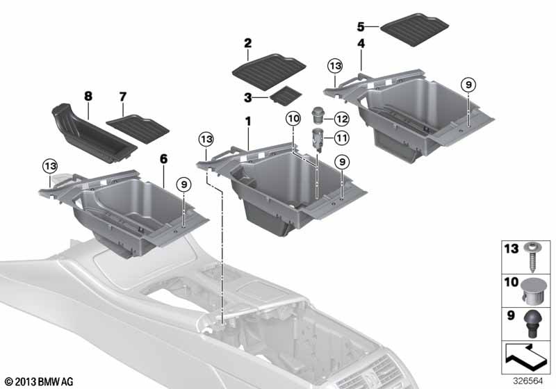 Storage tray, center console