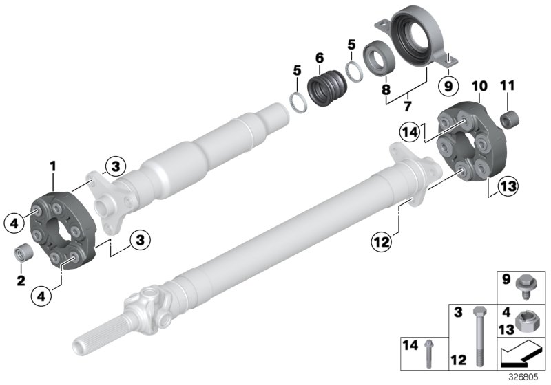 Genuine BMW 26117511454 E30 E92 Universal Joint LK=96mm/12 (Inc. 320iX, 523i & 323Ci) | ML Performance UK Car Parts