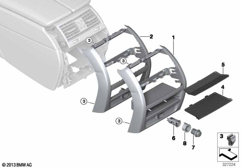 Mounting parts, center console, rear