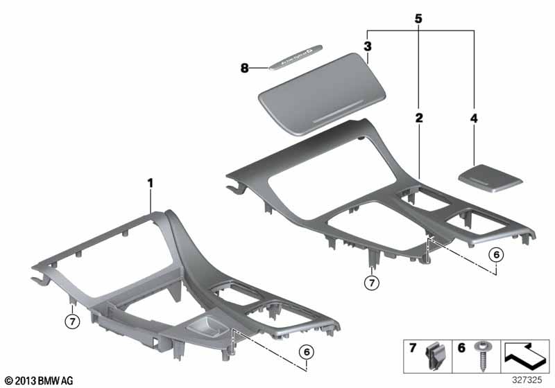 Genuine BMW 51169293157 Cover Center Console, Aluminium TRACE (Inc. 520d, Hybrid 5 & 518d) | ML Performance UK Car Parts