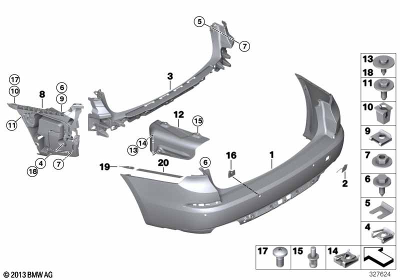 Trim cover, rear