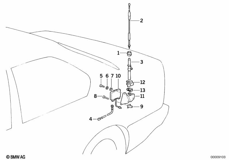 Radio/telephone antenna f official veh.