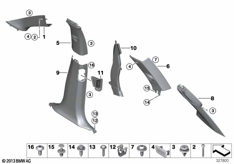 Genuine BMW 51437354303 F15 Cover, B-Column Bottom Left ELFENBEINWEISS (Inc. X5 25d, X5 40dX & X5 35i) | ML Performance UK Car Parts