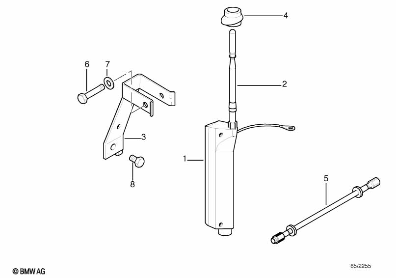 Single components f short rod antenna