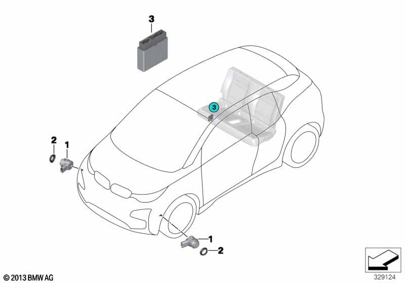 Genuine BMW 66209302605 Ultrasonic Sensor, Ionic Silver WB93 (Inc. i3 94Ah, i3 120Ah Rex & i3s 120Ah) | ML Performance UK Car Parts