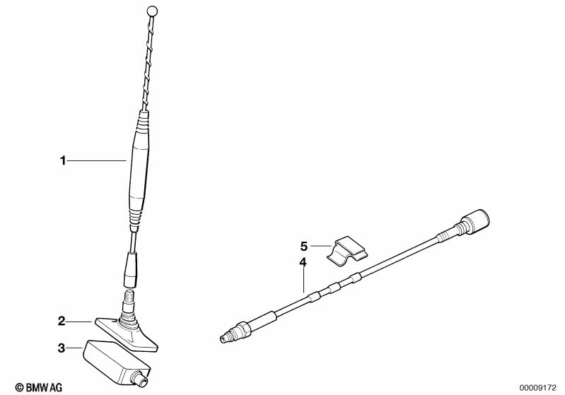 Singl.parts f rear window teleph.antenna