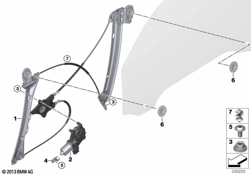 Door window lifting mechanism front