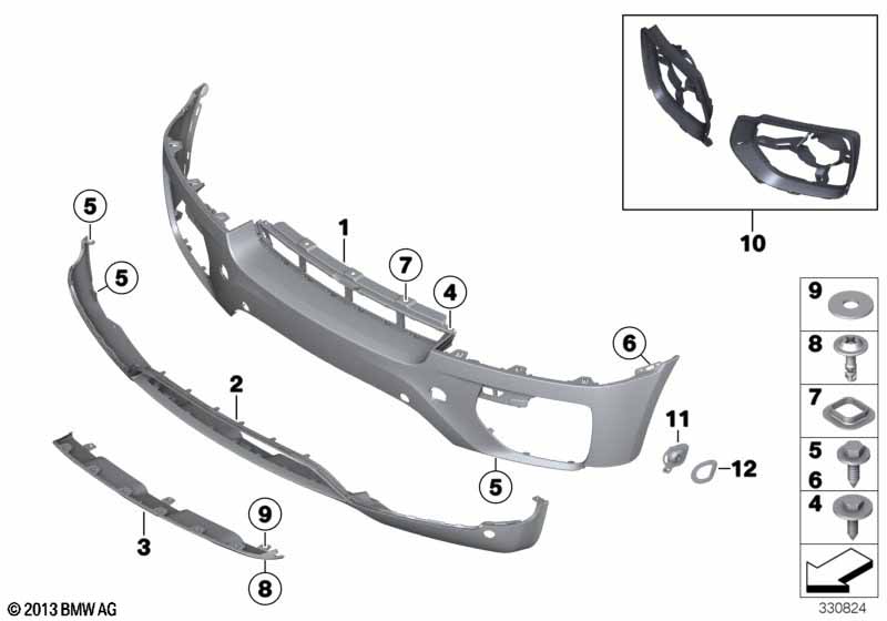 Genuine BMW 51117052398 E71 E72 Trim Cover, Bumper, Primed, Front PDC (Inc. X6 40iX, X6 40dX & X6 50iX) | ML Performance EU Car Parts