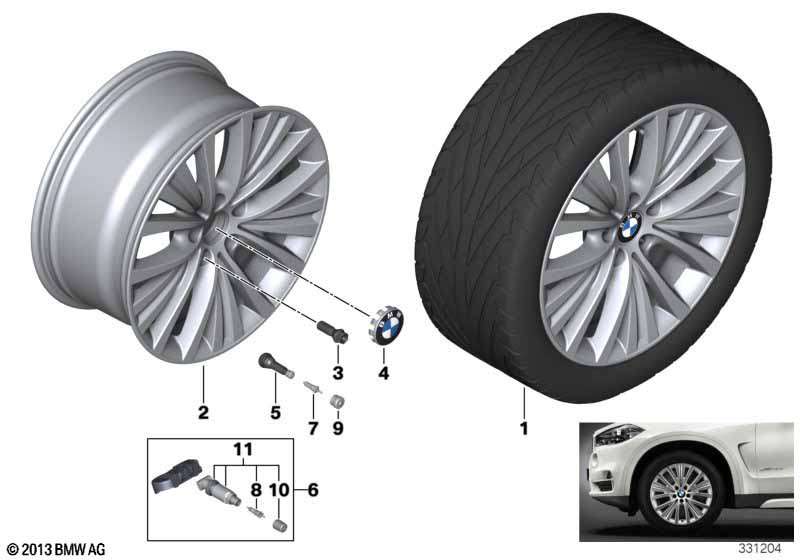 Genuine BMW 36116883124 F15 Disc Wheel, Light Alloy, Reflexsilber 9JX19 ET:48 (Inc. X5) | ML Performance UK Car Parts