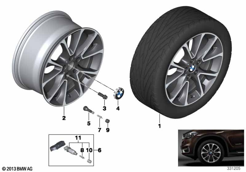 Genuine BMW 36116853955 F15 Disk Wheel, Light Alloy, In Orbitgrey 9JX19 ET:48 (Inc. X5) | ML Performance UK Car Parts
