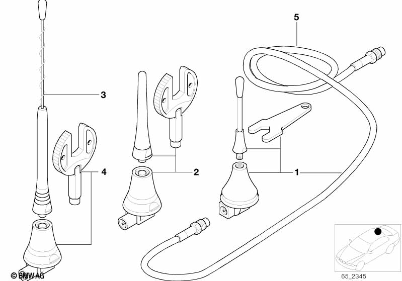 Single parts f telephone roof antenna