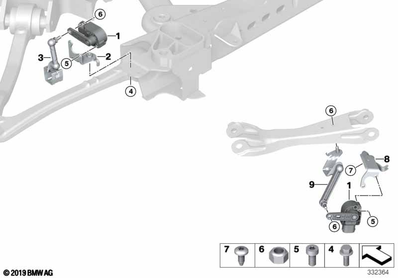 Headlight vertical aim control sensor