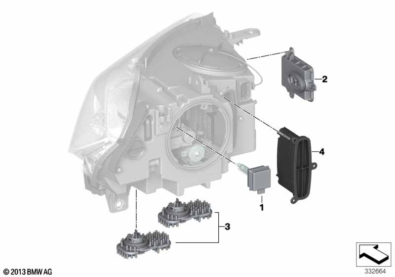 Single parts, headlight electronics