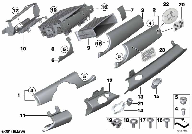 Mounting parts, I-panel, top