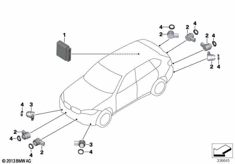 Genuine BMW 66207986029 F16 Ultrasonic Sensor, Pyrite Brown WX13 (Inc. X6 35iX, X6 40dX & X6 M50dX) | ML Performance UK Car Parts