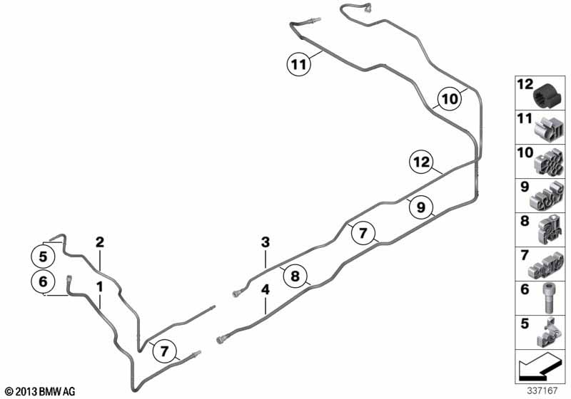 Fuel pipe and mounting parts