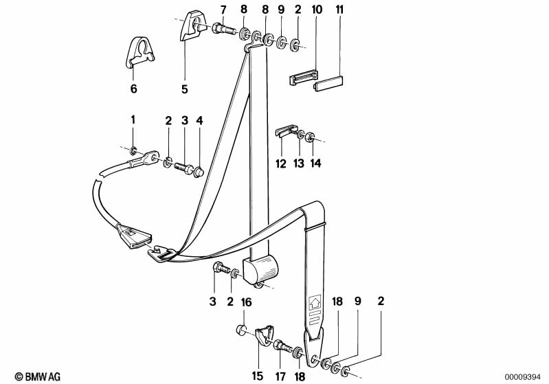 Front safety belt mounting parts
