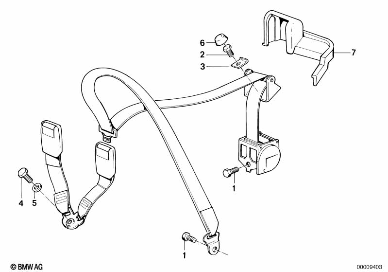 Rear safety belt mounting parts
