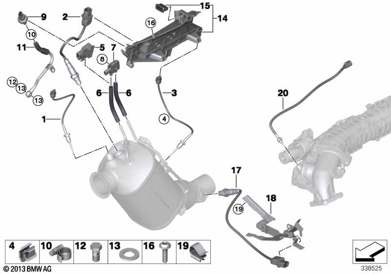 Diesel part.filter sens./mounting parts