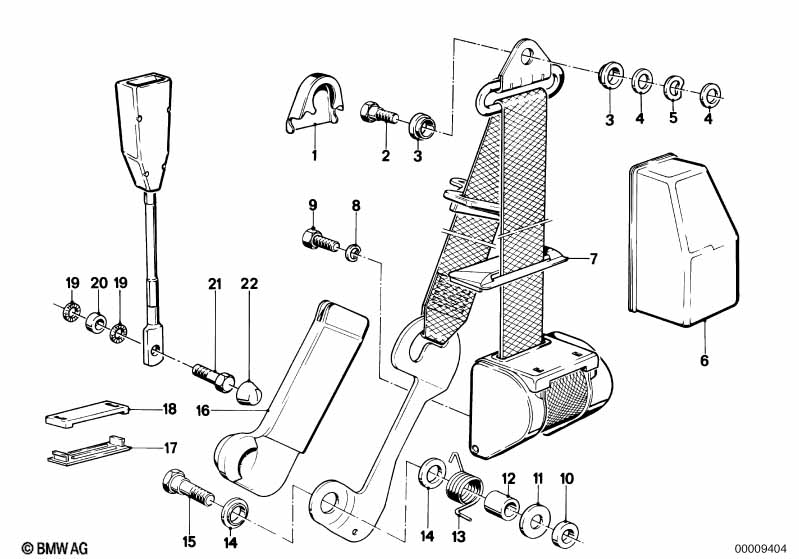 Front safety belt mounting parts