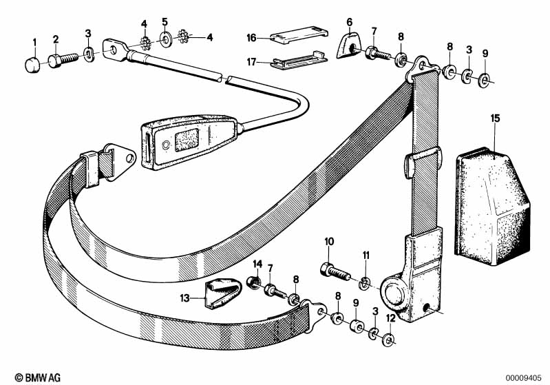 Front safety belt mounting parts
