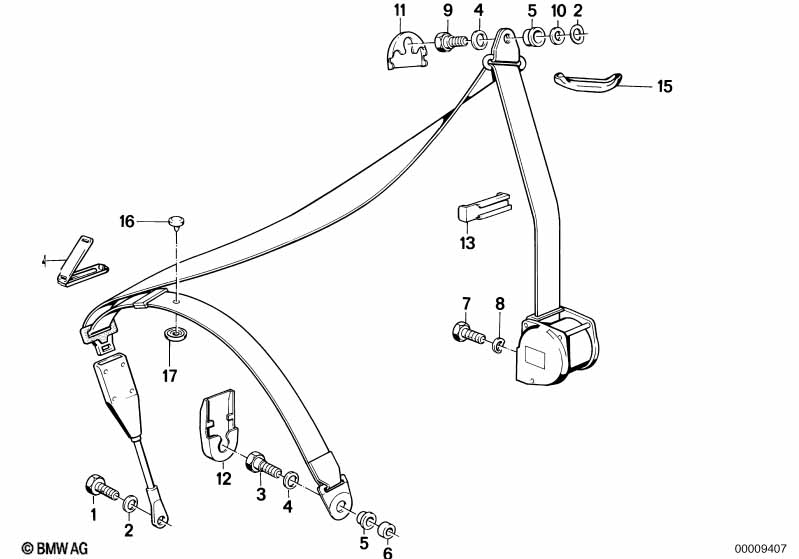 Front safety belt mounting parts