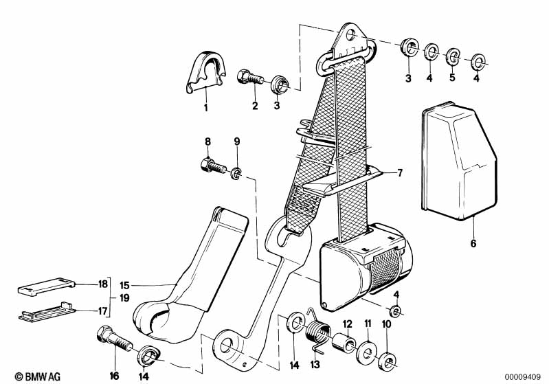 Front safety belt mounting parts