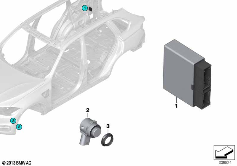 Genuine BMW 66207987050 F25 F16 Ultrasonic Sensor, Pearl Silver WX01 (Inc. X5 50iX, X4 20iX & X5 M50dX) | Duco Car Parts UK Car Parts