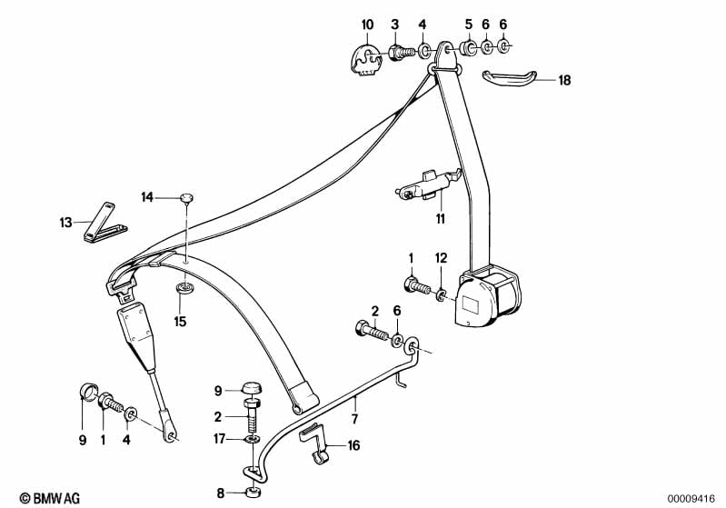 Front safety belt mounting parts