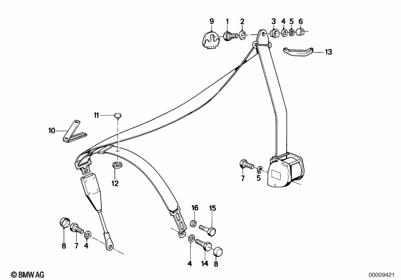 Front safety belt mounting parts