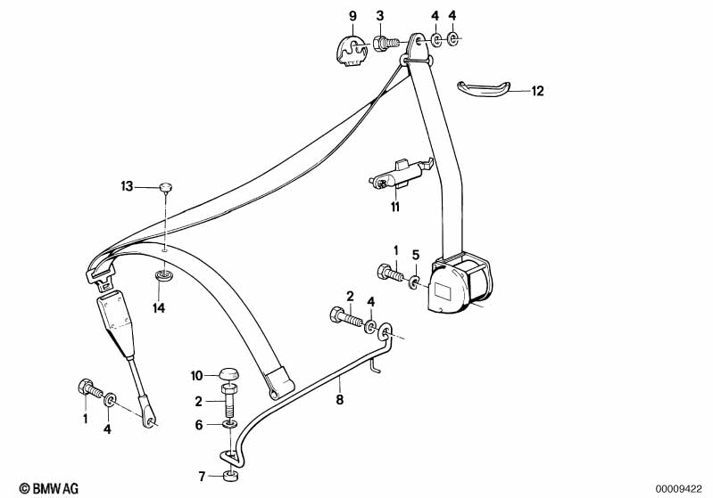 Front safety belt mounting parts