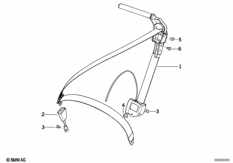 Genuine BMW 72118108724 E31 Upper Belt Front Right W.Black Covering PERGAMENT (Inc. 850Ci) | ML Performance EU Car Parts