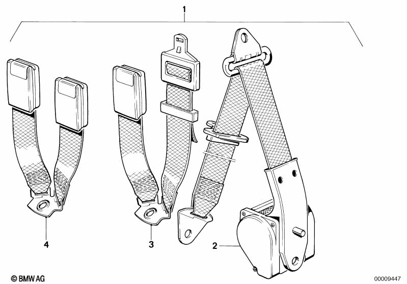 Safety belt rear, single parts