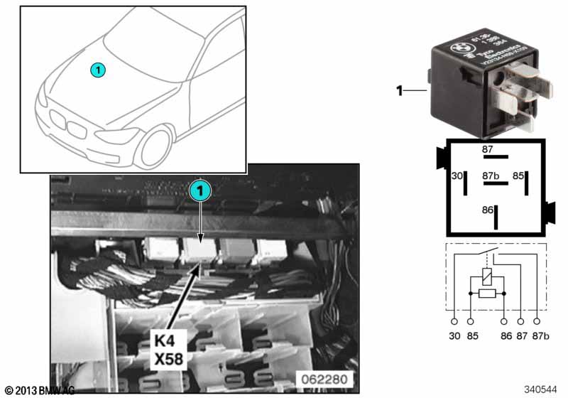 Relay for heater blower K4