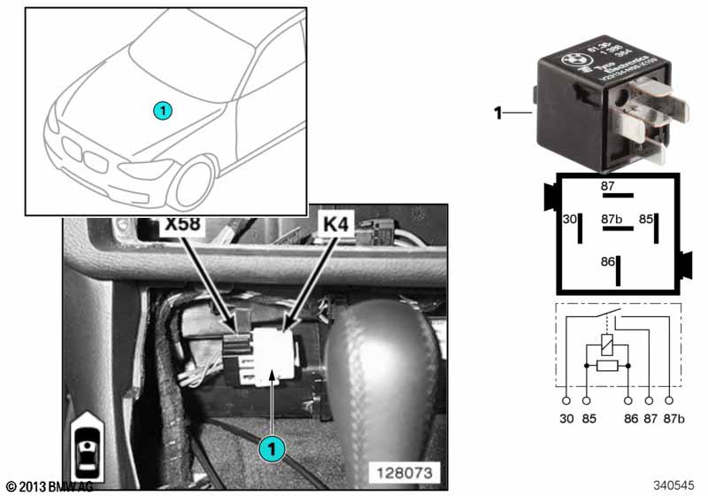 Relay for heater blower K4