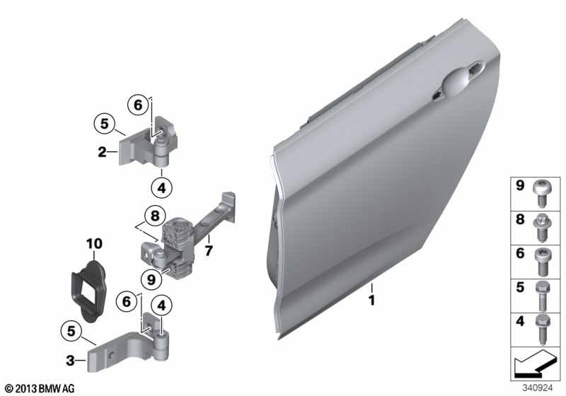 Rear door - hinge/door brake
