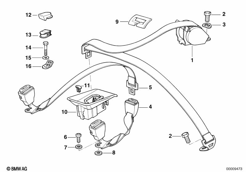 Genuine BMW 72118200782 E34 Rear Upper Belt With Child Protection SCHWARZ (Inc. 525tds, 525td & 525i) | ML Performance EU Car Parts