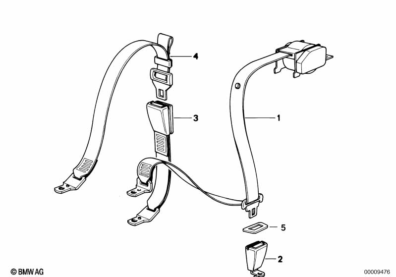 Genuine BMW 72118208807 E36 Rear Upper Belt With Child Protection SCHWARZ (Inc. M3, 328i & 318i) | ML Performance EU Car Parts