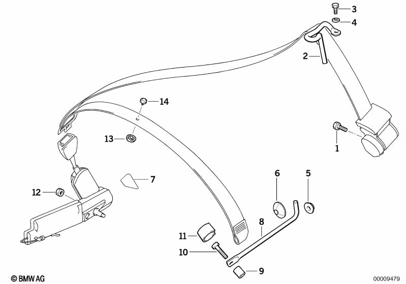 Front safety belt mounting parts