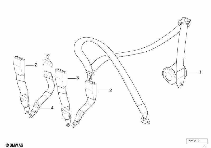 Genuine BMW 72118146796 E36 Lower Strap, Rear SCHWARZ (Inc. 318ti, 316i 1.9 & 323ti) | ML Performance EU Car Parts