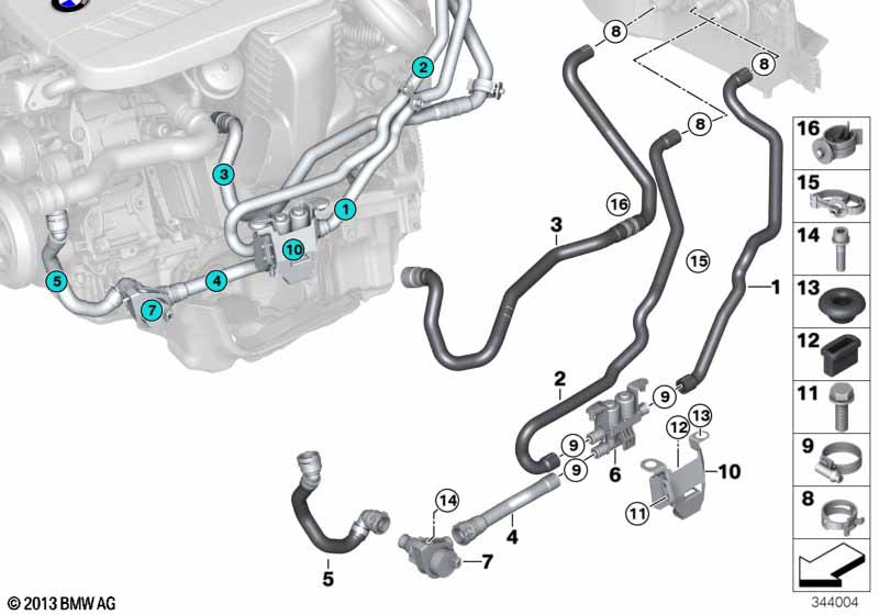 Genuine BMW 64219282264 F15 F16 Coolant Hose, Supply Aux. coolant pump