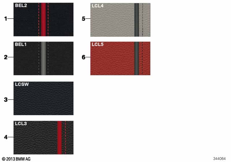 Sample chart Sport Line upholster colors
