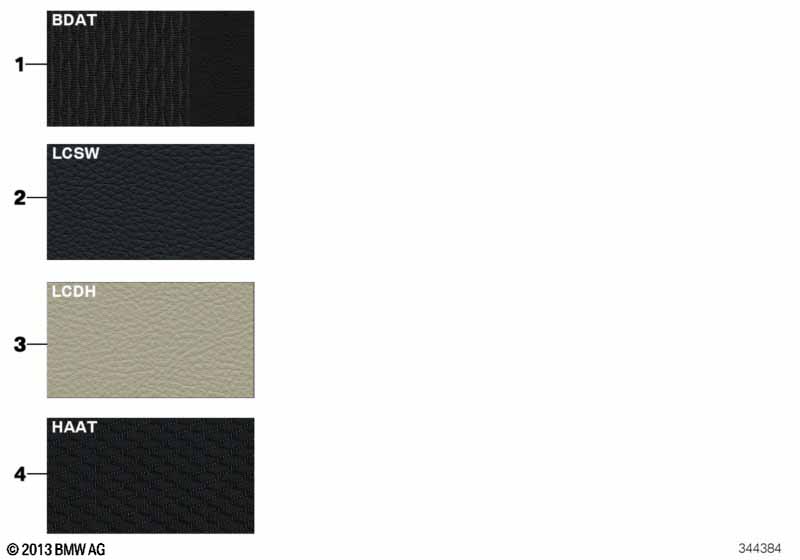 Sample chart with upholstery colors