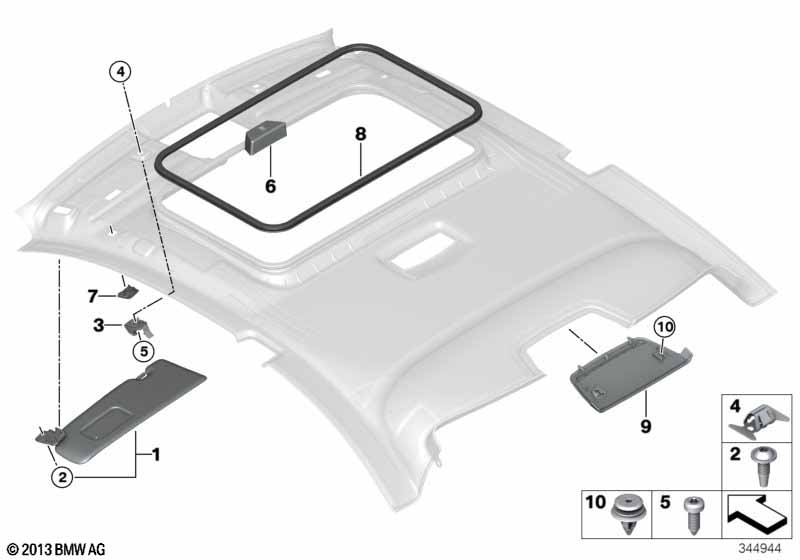 Genuine BMW 51448057938 F87 F22 Sun Visor Without Label, Right SCHWARZ (Inc. M2, 220i & M235i) | ML Performance UK Car Parts