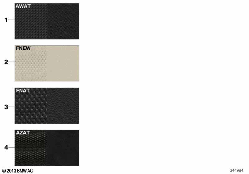 Sample page, upholstery colors, fabric