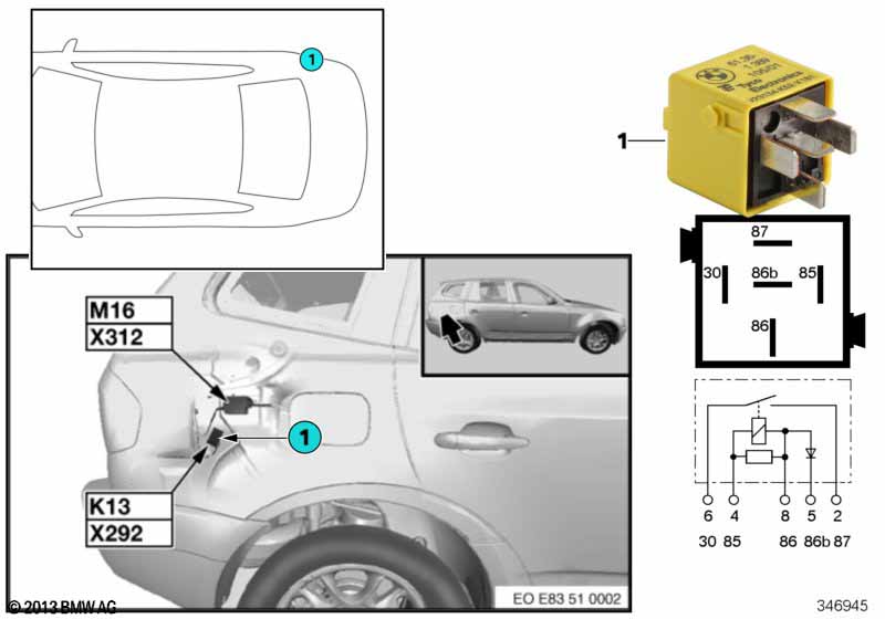 Relay for heated rear window K13