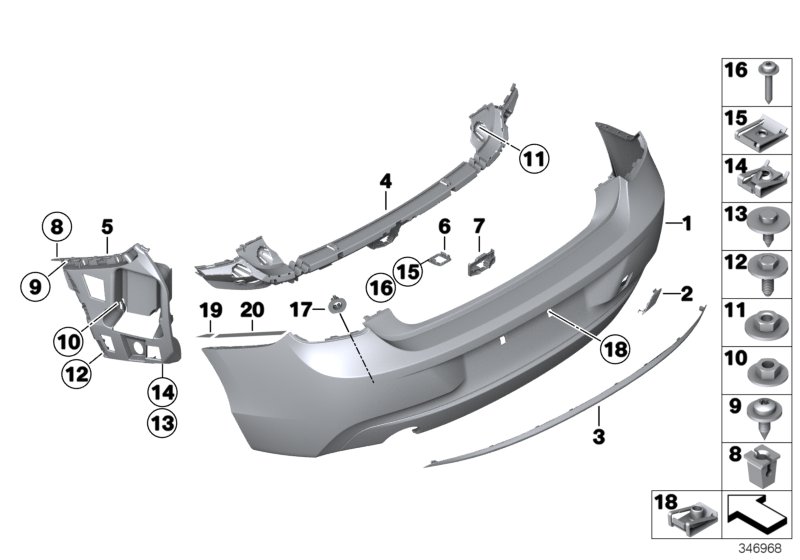 Genuine BMW 51127314357 F22 F23 Trim Strip, Bumper, Rear LINE SPORT (Inc. 218i, 230i & 230iX) | Duco Car Parts UK Car Parts